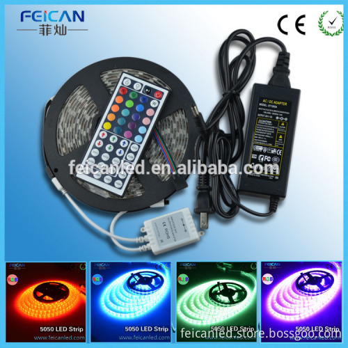 5M SMD 5050 RGB LED Flexible Strip tape Light complete Kit 300LEDs 60LEDs/M with 44Keys IR Remote Controller